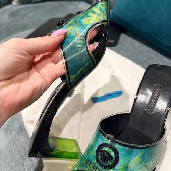 Versace Black and Green Mules - Picture 7 of 16